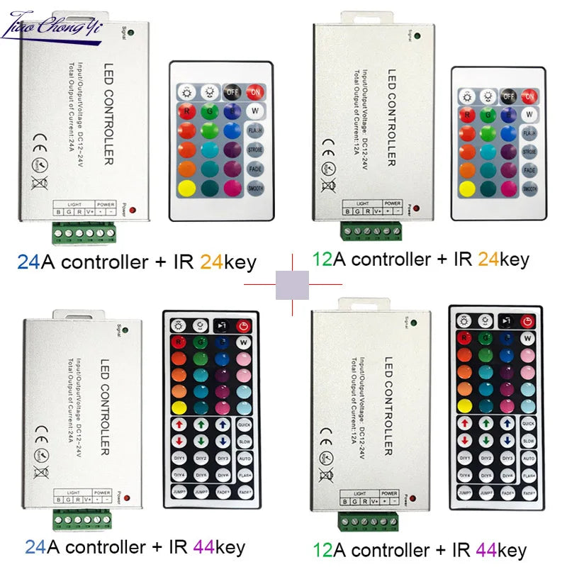 contrôleur led rgb 44 touches télécommande ir 288w 24v 5050 led bande lumière argenté