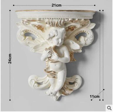 étagère murale résine bleu blanc angelots baroques adhésive décoration intérieure classique ornements vintage horloge