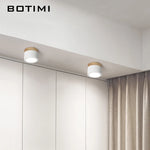 Spot LED moderne bois naturel abat jour métal gris blanc lumière