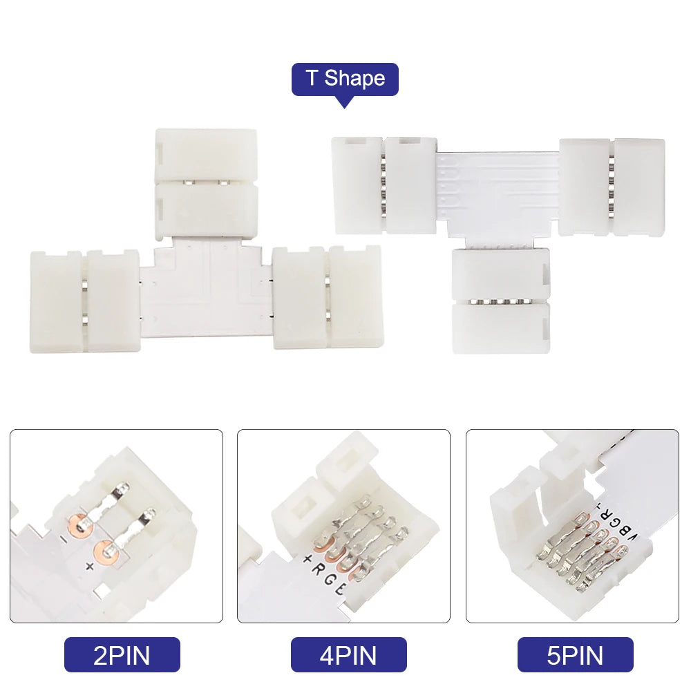 connecteurs cable led blanc plat moderne adhésif 2pin 3pin 4pin 5pin forme pieces