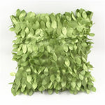coussin carré brodé motif feuilles moderne poly couleur gris vert rouge violet