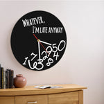horloge murale moderne abstraite lettres chiffres blancs antique circulaire acrylic noir salon