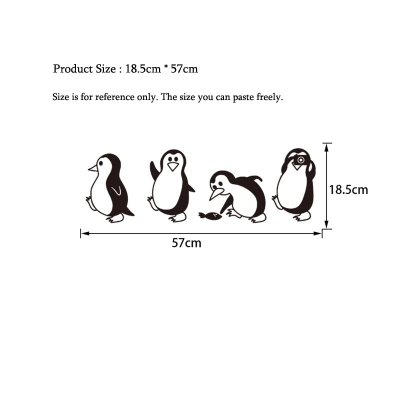 sticker mural oiseau penguin noir illustration simple décoration enfant chambre salon résistant eau pvc