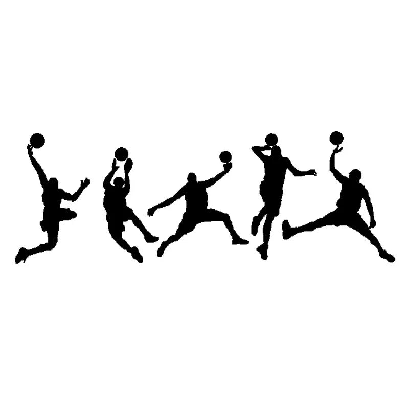 sticker mural adhésif pvc résistant eau silhouettes athlètes mouvement noir chambre salon