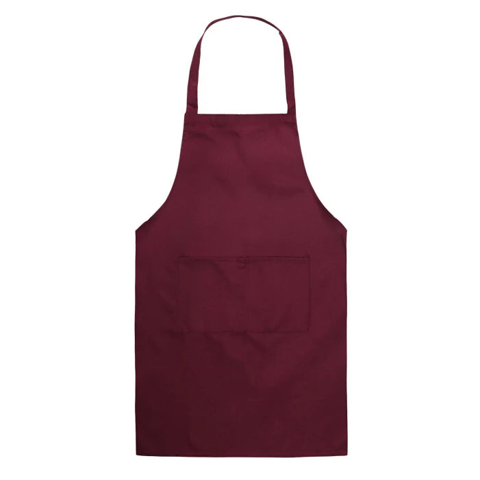 tablier cuisine polyester blanc rose violet uni classique epaulettes poche avant
