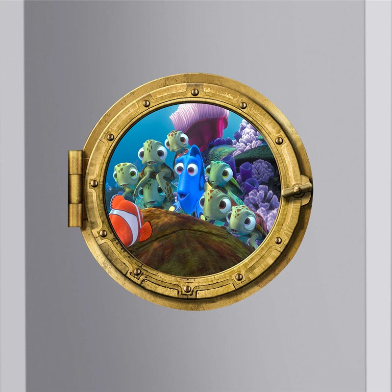 sticker mural thème marin poissons coraux cartoon enfants décoration mur adhésif