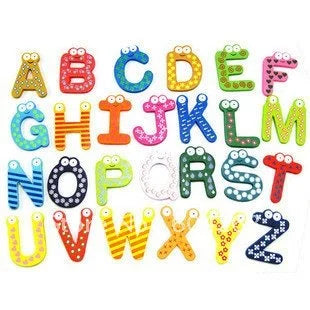 lettres magnétiques bois colorées alphabet autocollants réfrigérateur enfantins