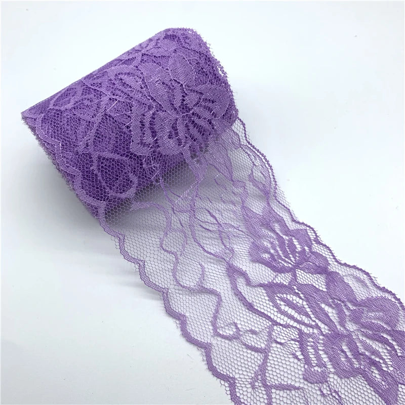 ruban dentelle brodé yards largeur 80mm polyester motifs floraux classique noir rouge vert bleu