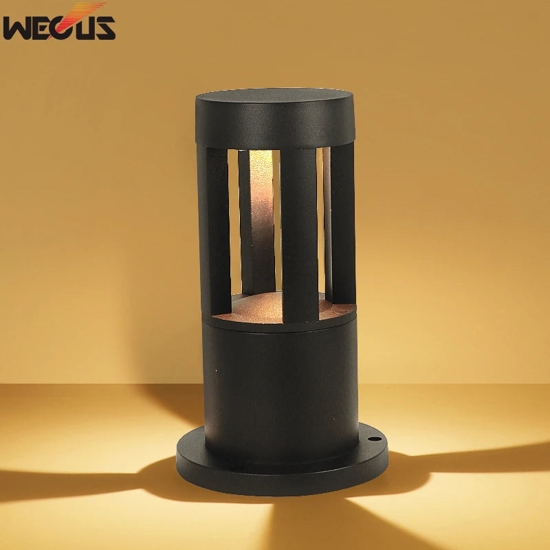 lampe led extérieure étanche moderne noir rayures dorées ip65 waterproof aluminium