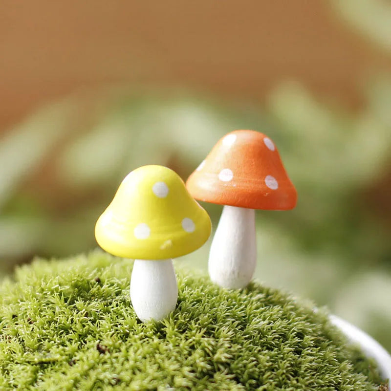 décoration extérieure champignons bois colorés pois blancs jardin enfantin cartoonganımı pastöral opaques