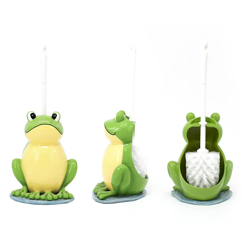 porte brosse toilette mignon grenouille verte jaune brillant nickel ceramic salle bainDecoration