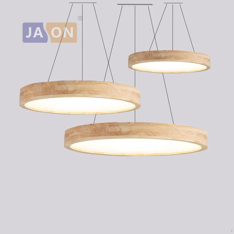 suspension lumineuse moderne bois naturel 36w 50cm diamètre blanc minimaliste