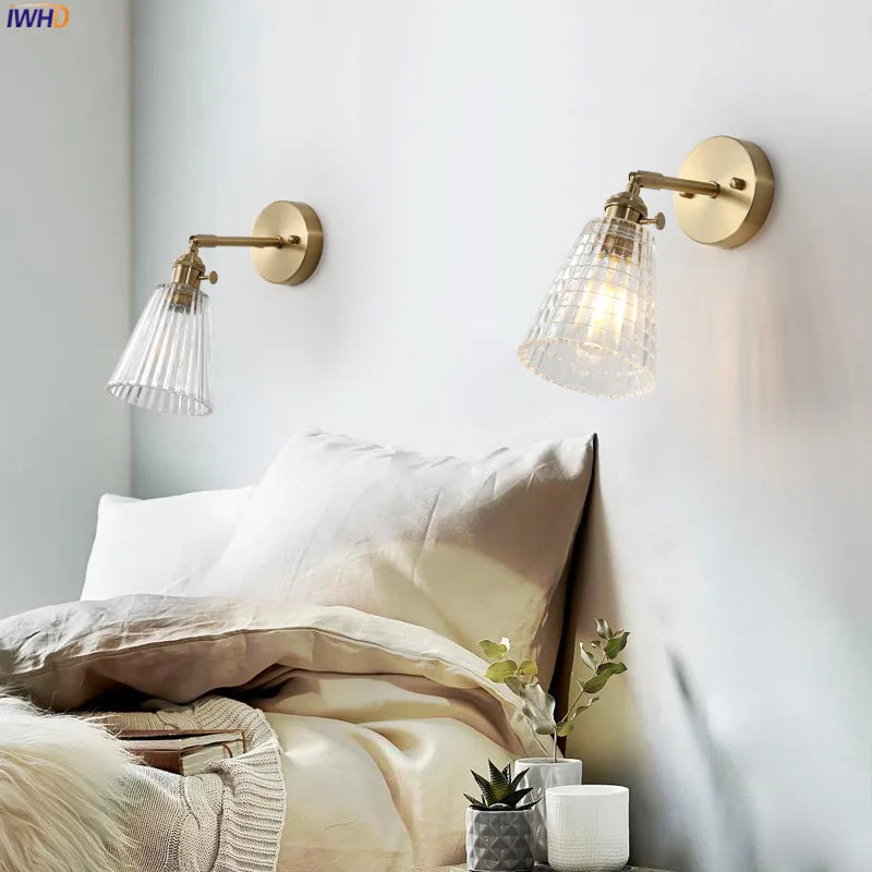 applique murale or transparent moderne vintage vis striée led chambre