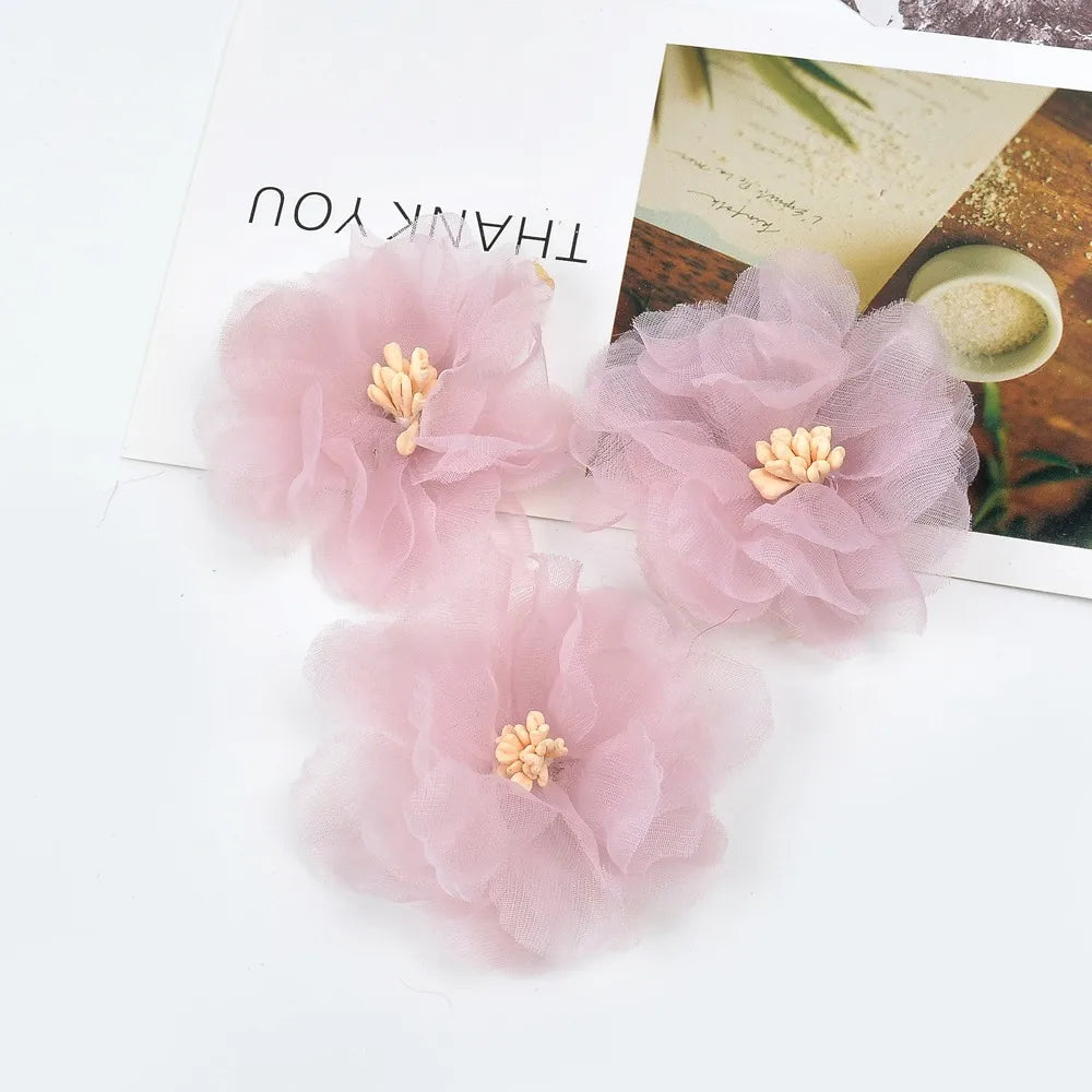 fleurs artificielles tulle pivoine blanche rose décoration intérieure mariage anniversaire baby shower clips fixations