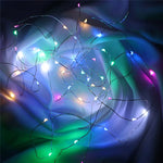 guirlande lumineuse fil cuivre led blanc multicolore moderne décoratif 100leds 10mètres rechargeable