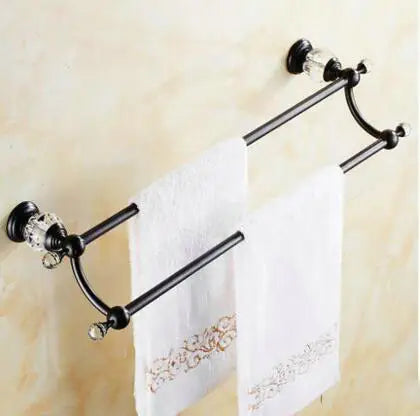 accessoires salle bain laiton noir cristal porte serviettes porte papier porte gobelets vaisselle
