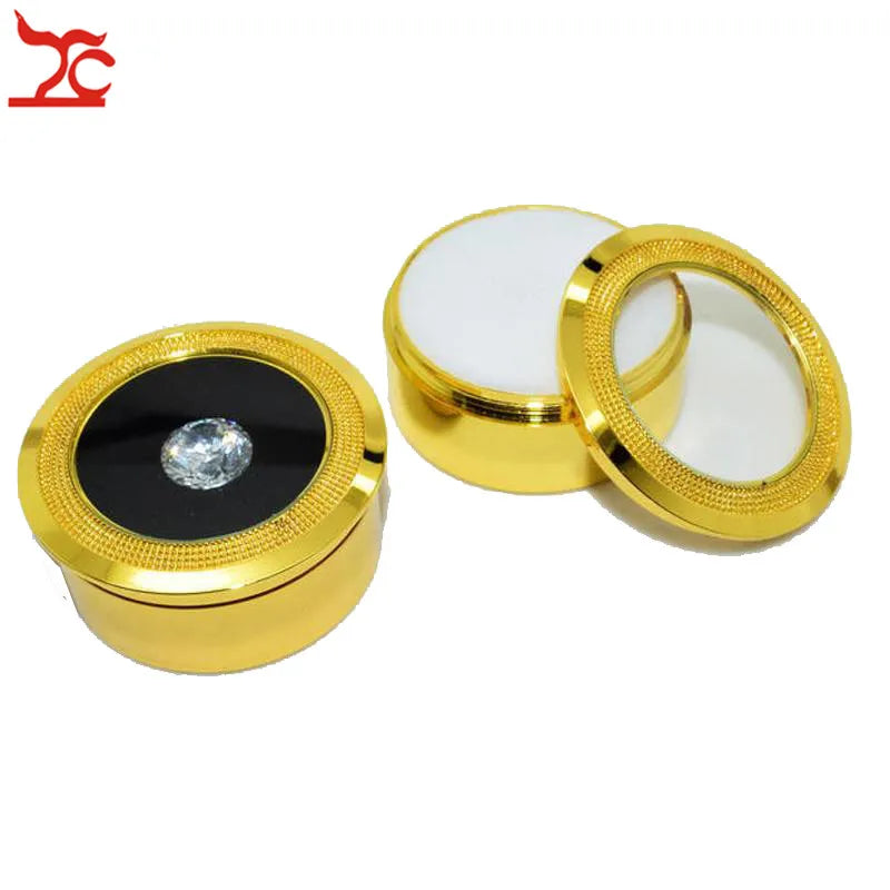 Boîte à bijoux ronde en acier inoxydable avec insert blanc