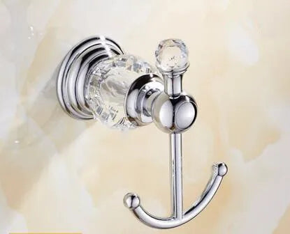 accessoires salle bain chrome cristal porte serviettes barre crochet savon brosse dents rouleau papier