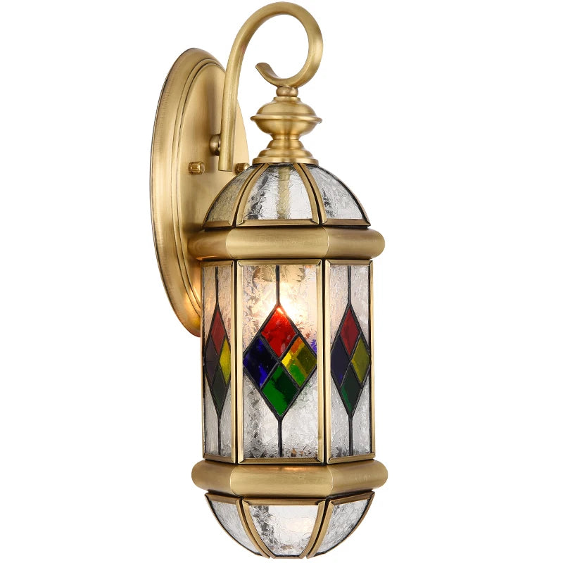 lampe murale or verre multicolore classique vintage fixée mur vis art déco