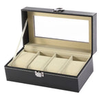 boîte rangement montres simili cuir noir 12 slots classique