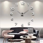horloge murale 3d argentée moderne décoration salon brillance miroir numérique verte adhésive minimaliste