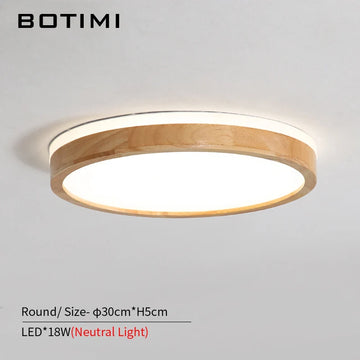 plafonnier led bois naturel moderne lampe rectangulaire salon intérieur blanc mat