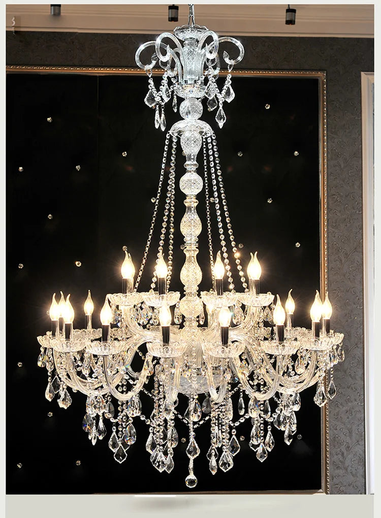 lustre crystal transparent doré motifs floraux classique baroque led 110v 220v