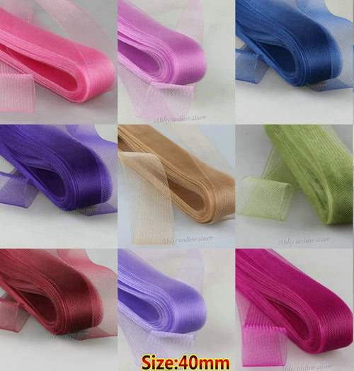 ruban organza transparent 40mm large tressage chapeau décoration artisanale textile délicat