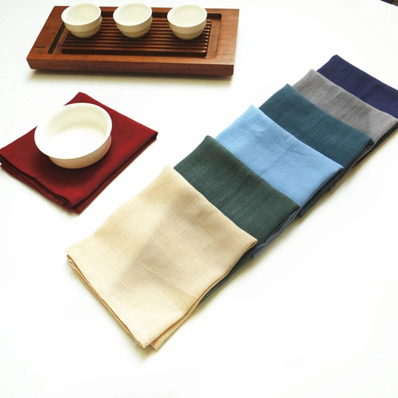 serviettes table coton lin violet bleu marine vert gris beige rouge classique 40x30cm