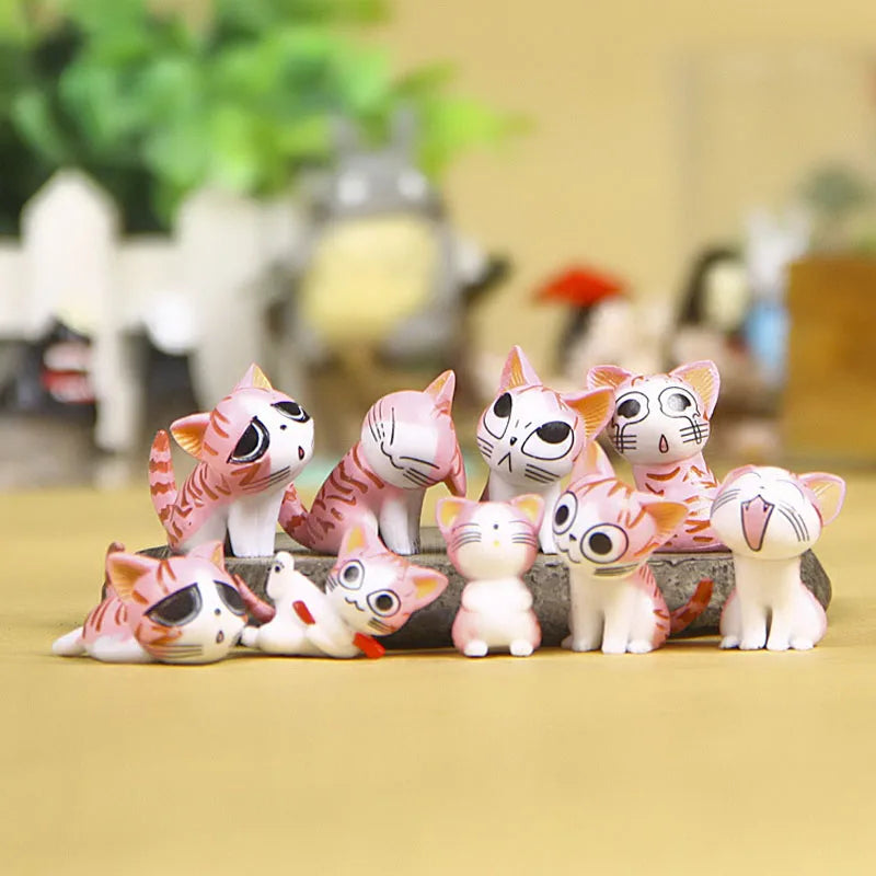figurines chats miniatures decoration jardin couleurs variées cartoon mignon diy accessoires maison artisanat paysagismeextérieur
