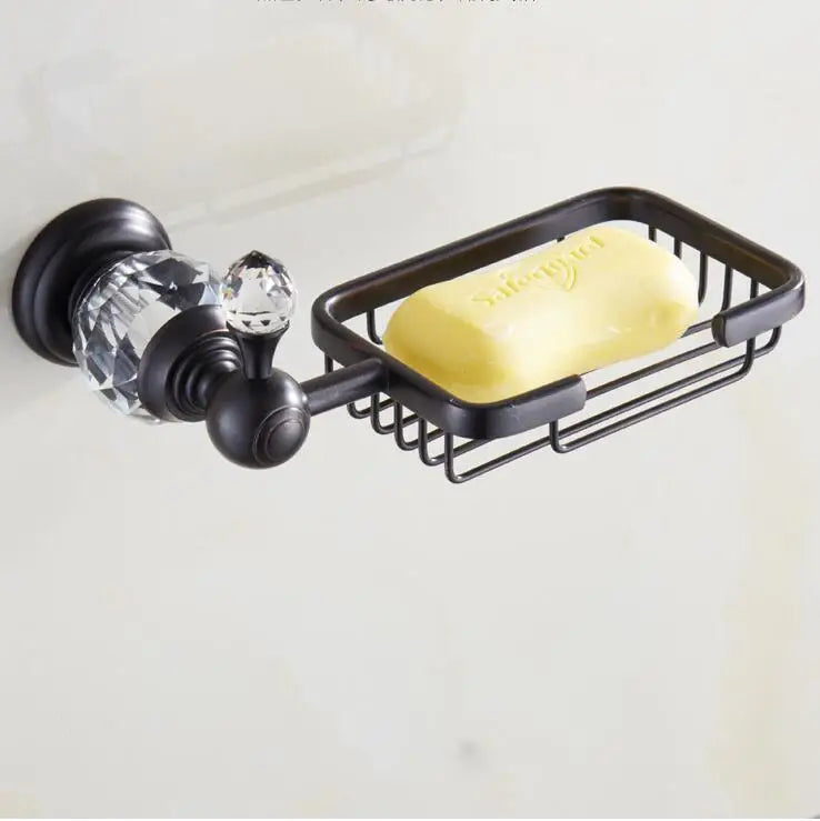 accessoires salle bain laiton noir cristal porte serviettes porte papier porte gobelets vaisselle