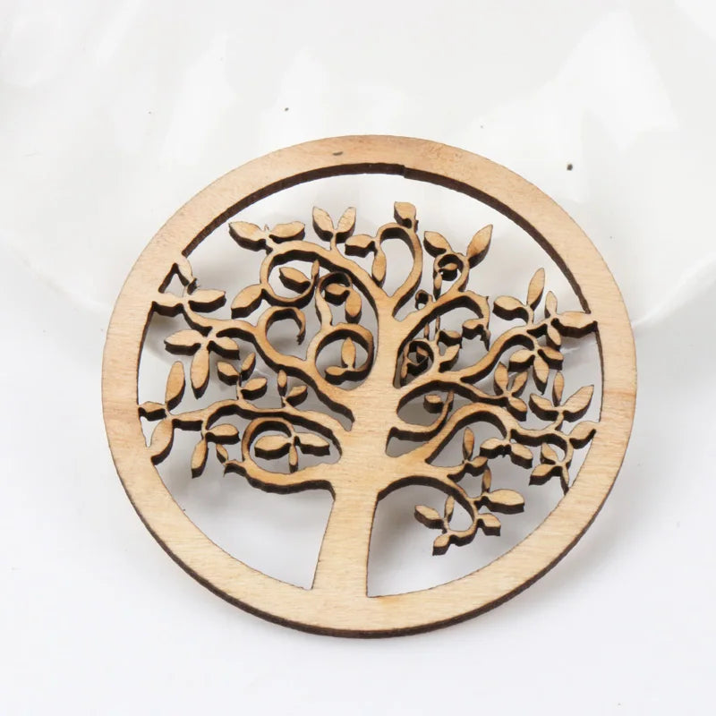 coasters bois naturels arbres sculptés artisanat scrapbooking décor maison 6cm