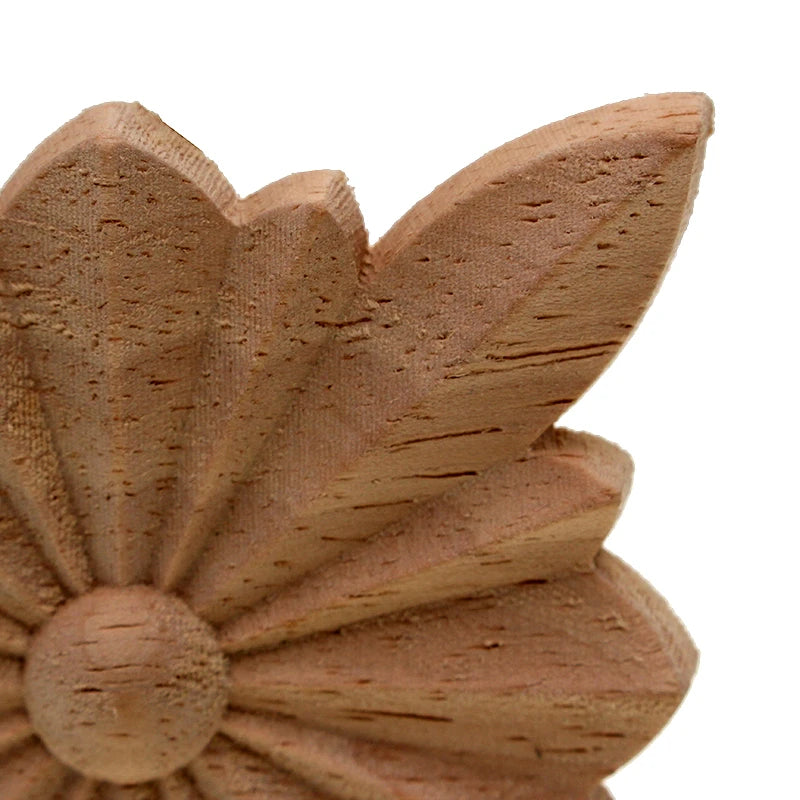 sculpture bois fleur artisanale pétales cercle brun clair décoration intérieure mur fixe semimanuel