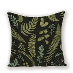 housse coussin carré motif feuilles vertes moderne zip invisible 45cm 45cm