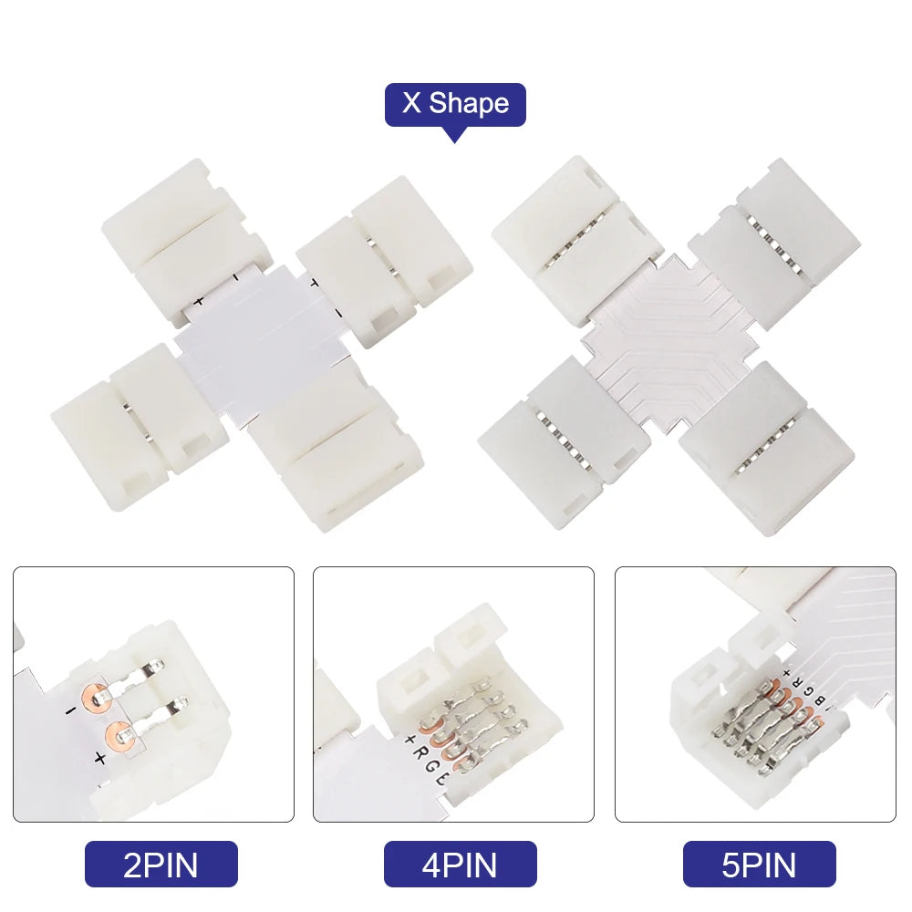 connecteurs cable led blanc plat moderne adhésif 2pin 3pin 4pin 5pin forme pieces