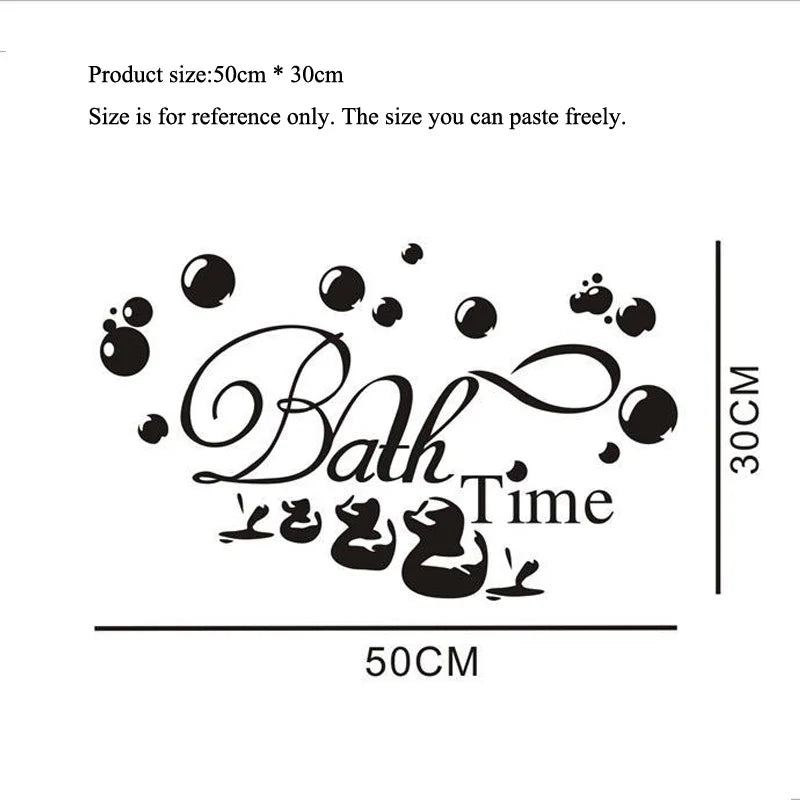 autocollant mural noir bath time bulles canards moderne décoration salle bain enfant 50x30cm pvc