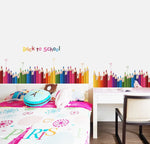 sticker mural moderne crayons colorés multicolore décoration chambre enfant salle salon