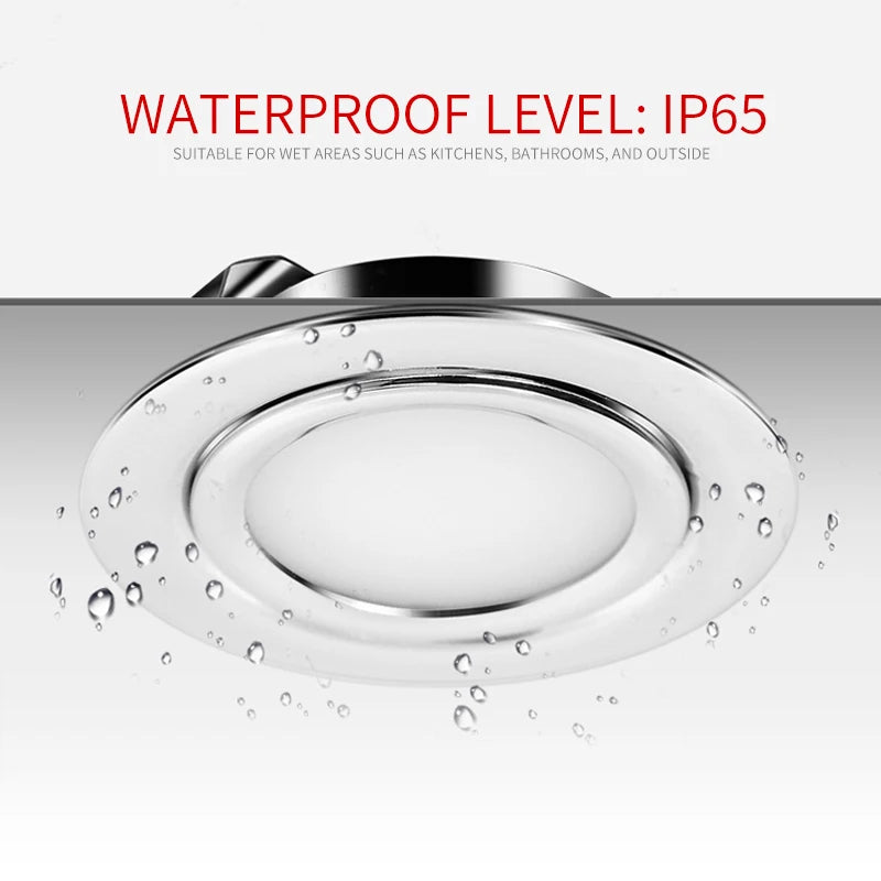 Spot LED encastrable argenté moderne 12V 3W IP65 salle bain vis câble