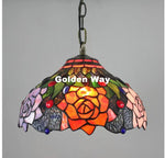 lampe suspendue tiffany multicolore fleurs géométriques opacité chaîne métal salon chambre étude