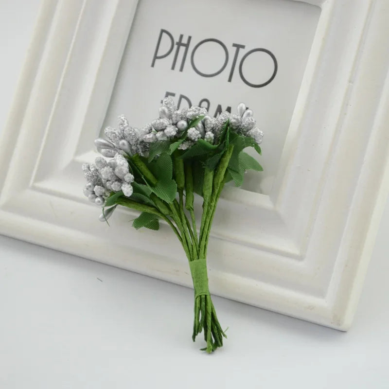 bouquet artificiel fleurs petites boules bleu vert rouge rustique intérieur décoration mariage anniversaire