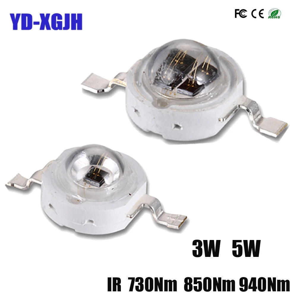 Diodes led infrarouge 730nm 850nm 940nm étanche vision nocturne surveillance caméra ip lumière remplissage