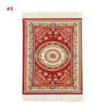 tapis ornements floraux motifs géométriques franges bordures classique rouge bleu violet or blanc