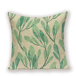 housse coussin carré motif feuilles vertes moderne zip invisible 45cm 45cm