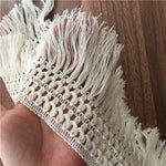 écharpe macramé franges coton blanc boho artisanal longueur 10cm 11cm 14cm