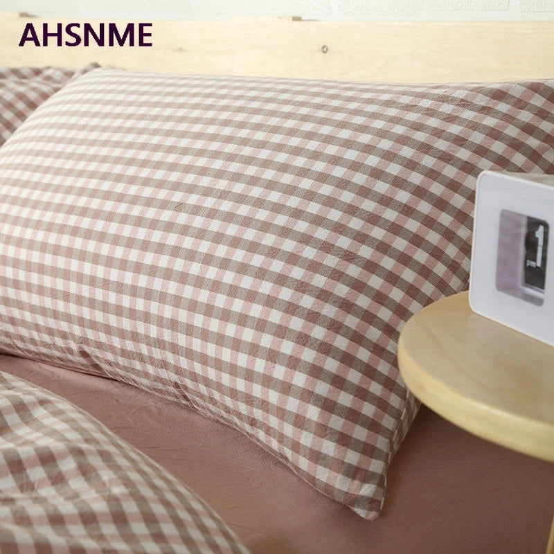 ensemble literie coton gingham rose oreillers couverture taies doreiller simple