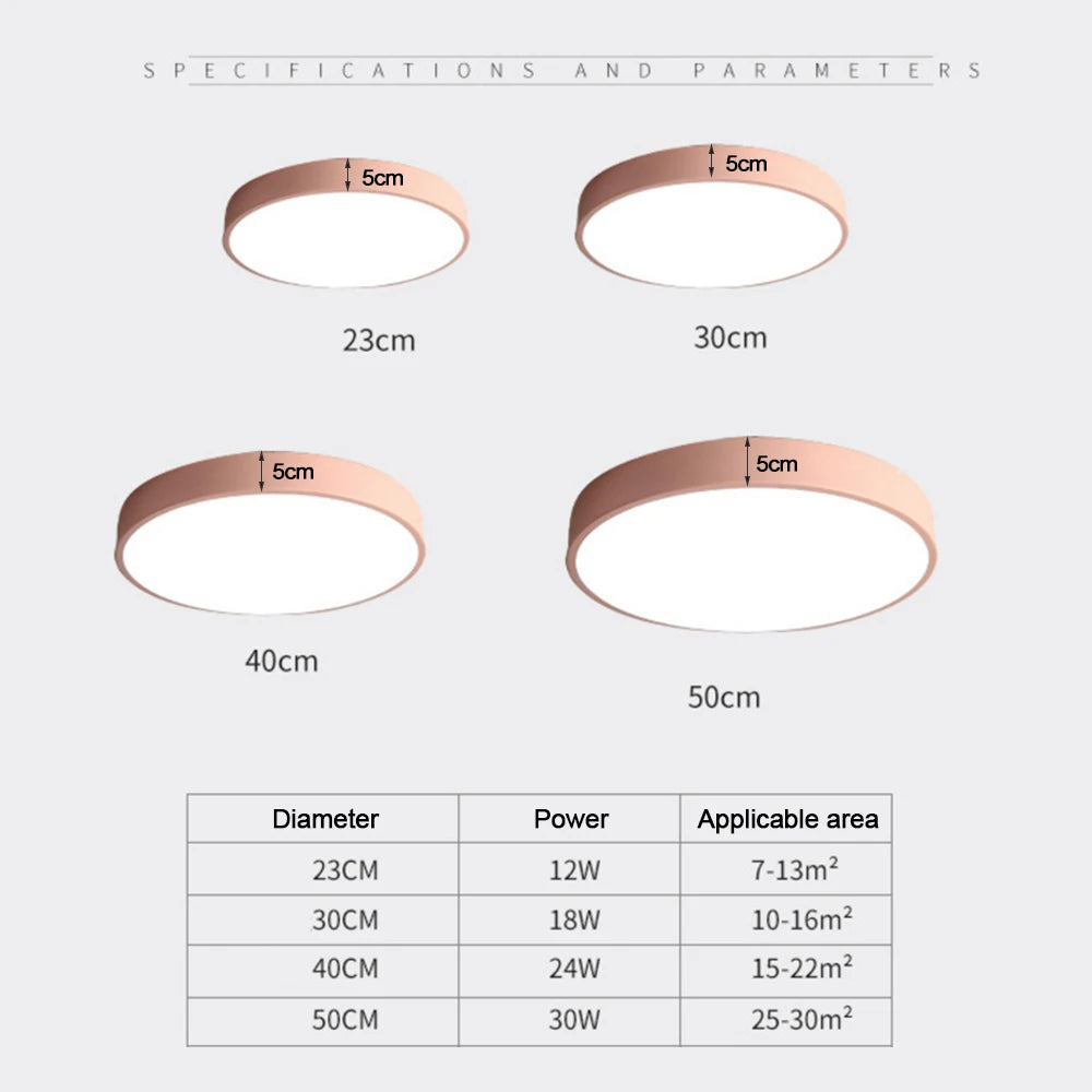 plafonnier led rond moderne intérieur luminaire salon chambre couleur rose doré vert