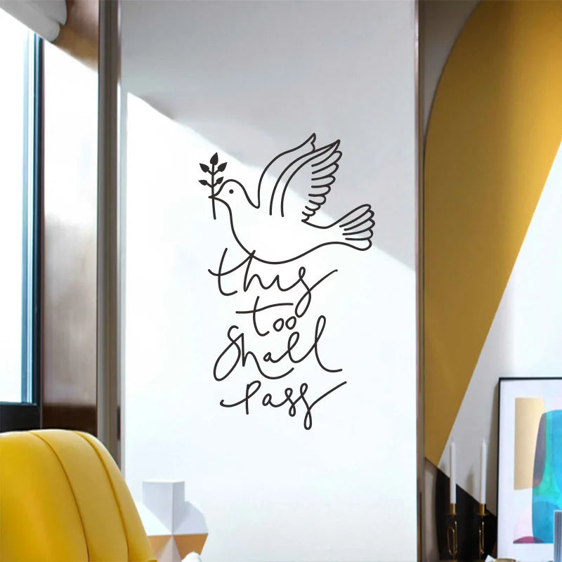 autocollant mural oiseau vol minimaliste adhésif noir texte passegalement résistant eau décoration intérieure moderne
