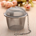 infuseur thé maille fine chaîne boucle moderne argenté filtre épices cuisine théière herbes thé