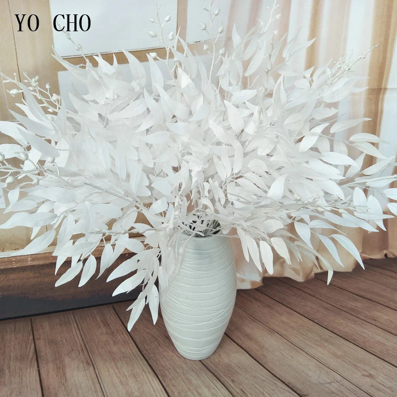 branches décoratives fleurs artificielles vertes blanches modernes décoration mariage maison vases