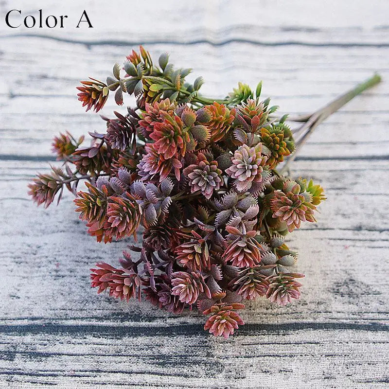 bouquet fleurs artificielles succulentes plastique vert violet orange marron bleu naturel intérieur decoration